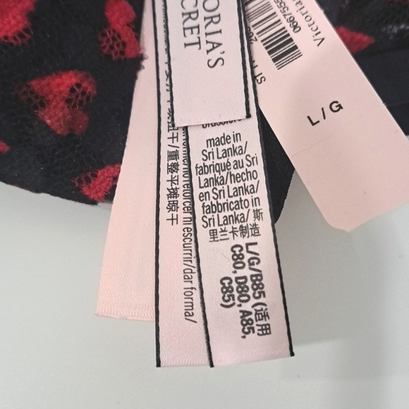 Victoria's Secret Non-Padded Red and Black Harts Secret Lacie Bralette Size L - Picture 8 of 8